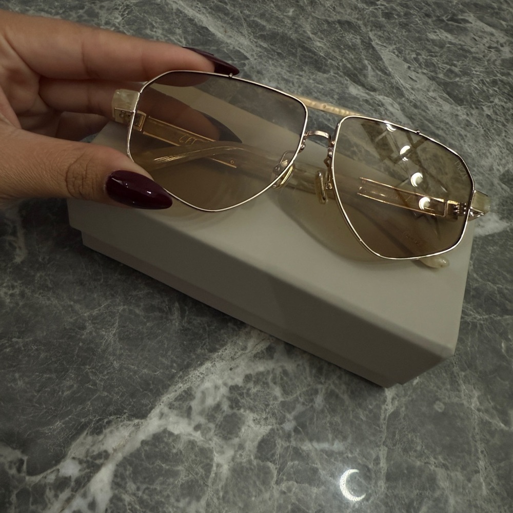 DEZI Gold Frame Sunglasses with Brown Tint